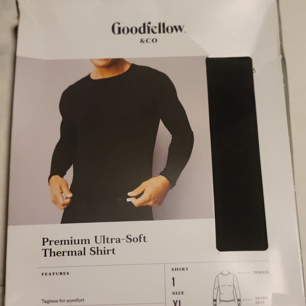 Goodfellow & Co Men's Black Long Sleeve Premium Ultra-Soft Thermal Shirt Size XL - Picture 7 of 9